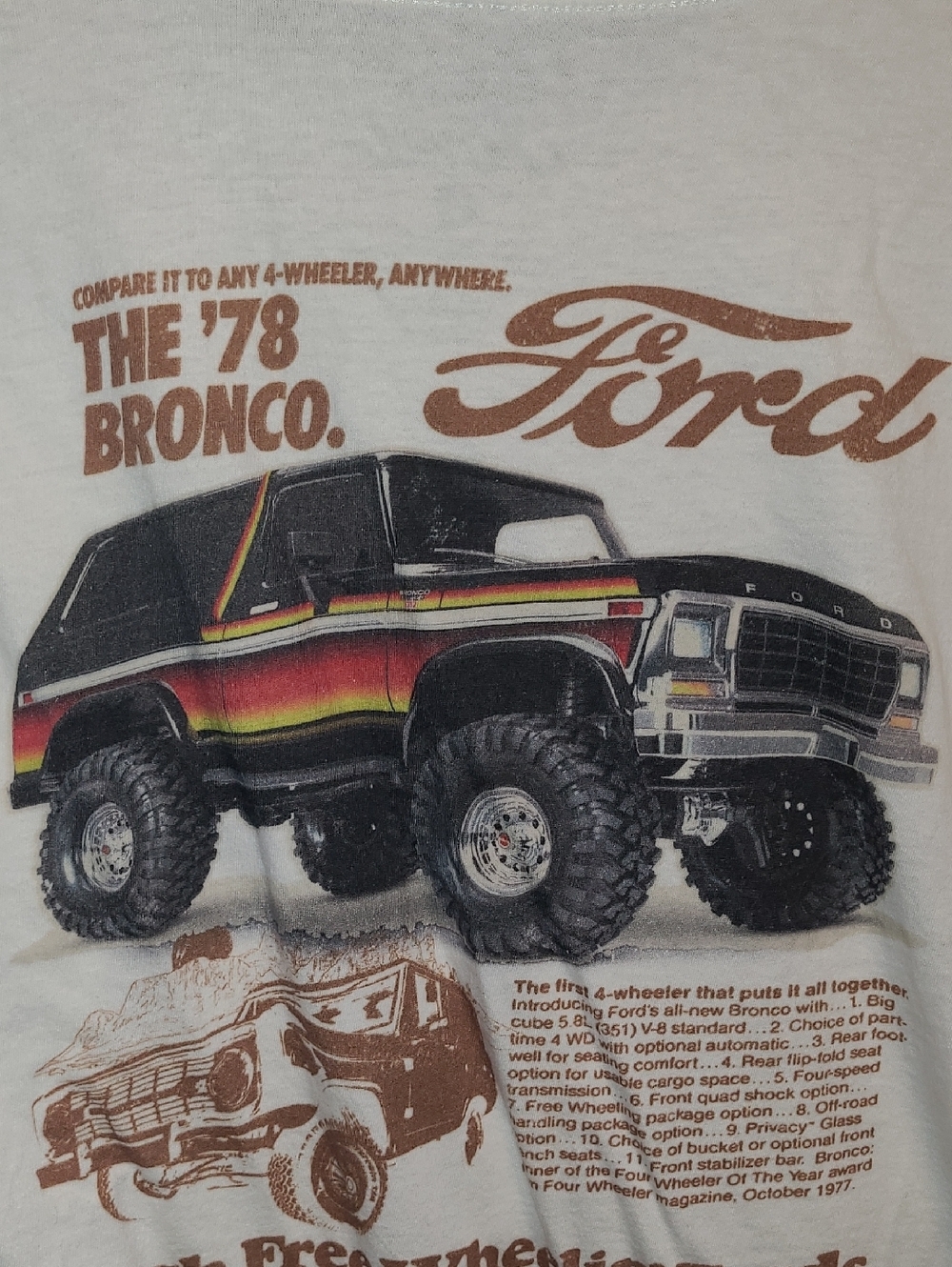Retro Style 78 Ford White Bronco Graphic Short Sleeve Tee